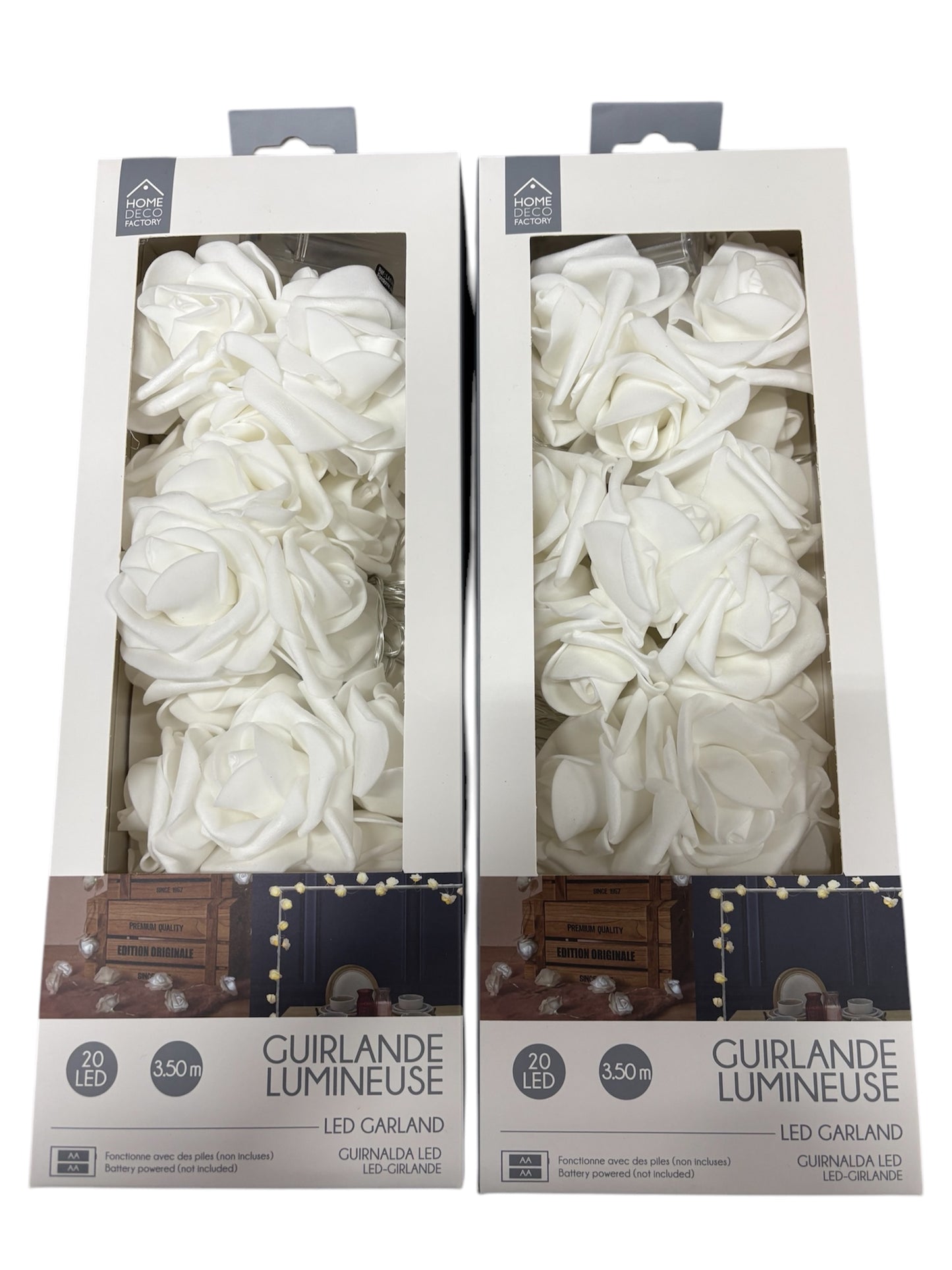 GUIRLANDE LUMINEUSE ROSE BLANCHE