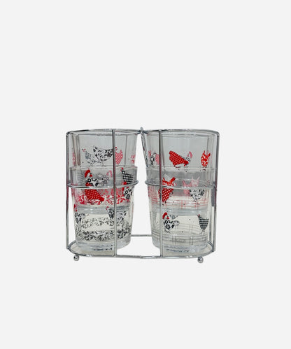 VERRES ET PRÉSENTOIR POULES