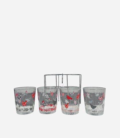 VERRES ET PRÉSENTOIR POULES