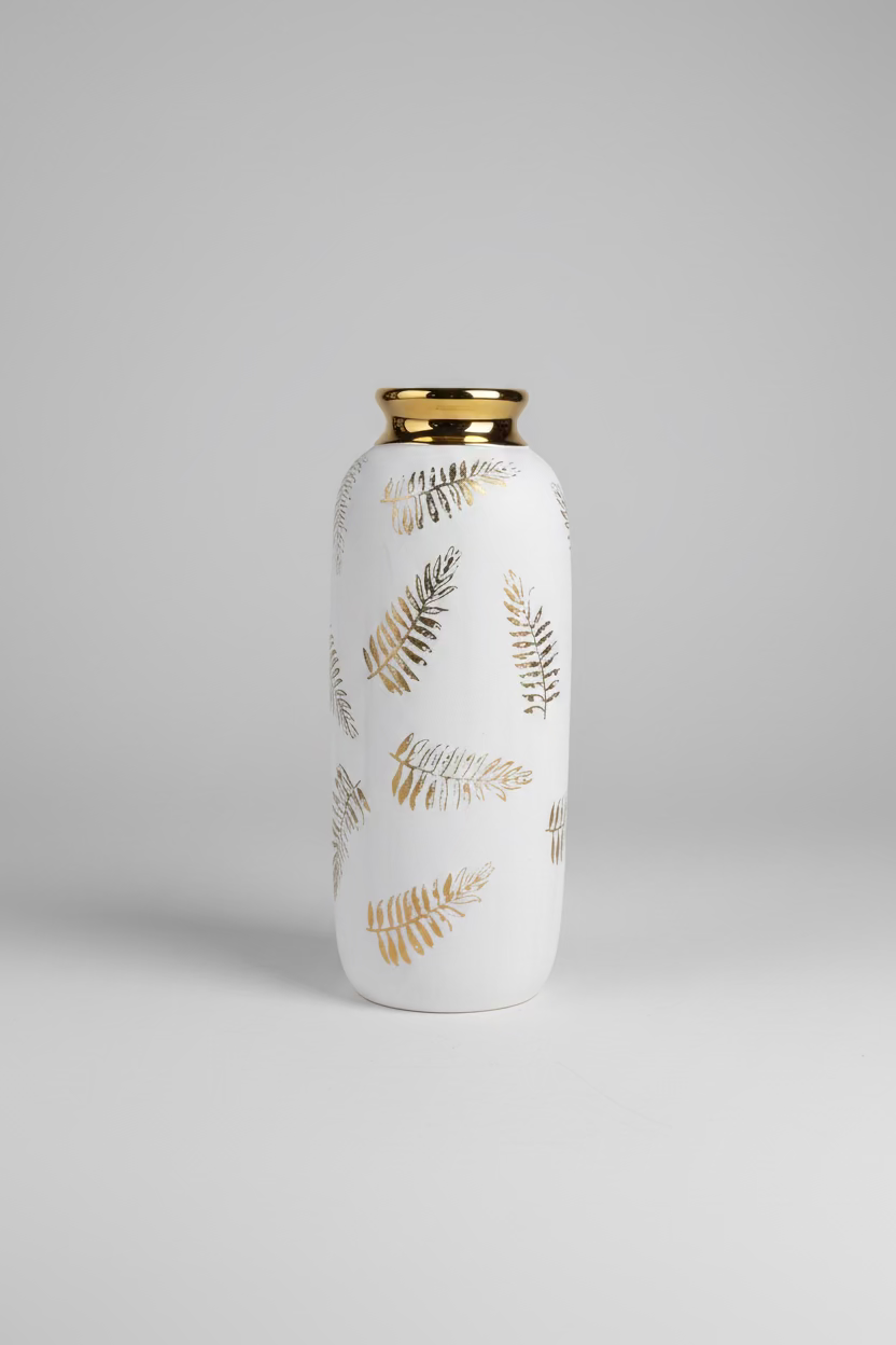 Vase Décoratif Blanc & Doré